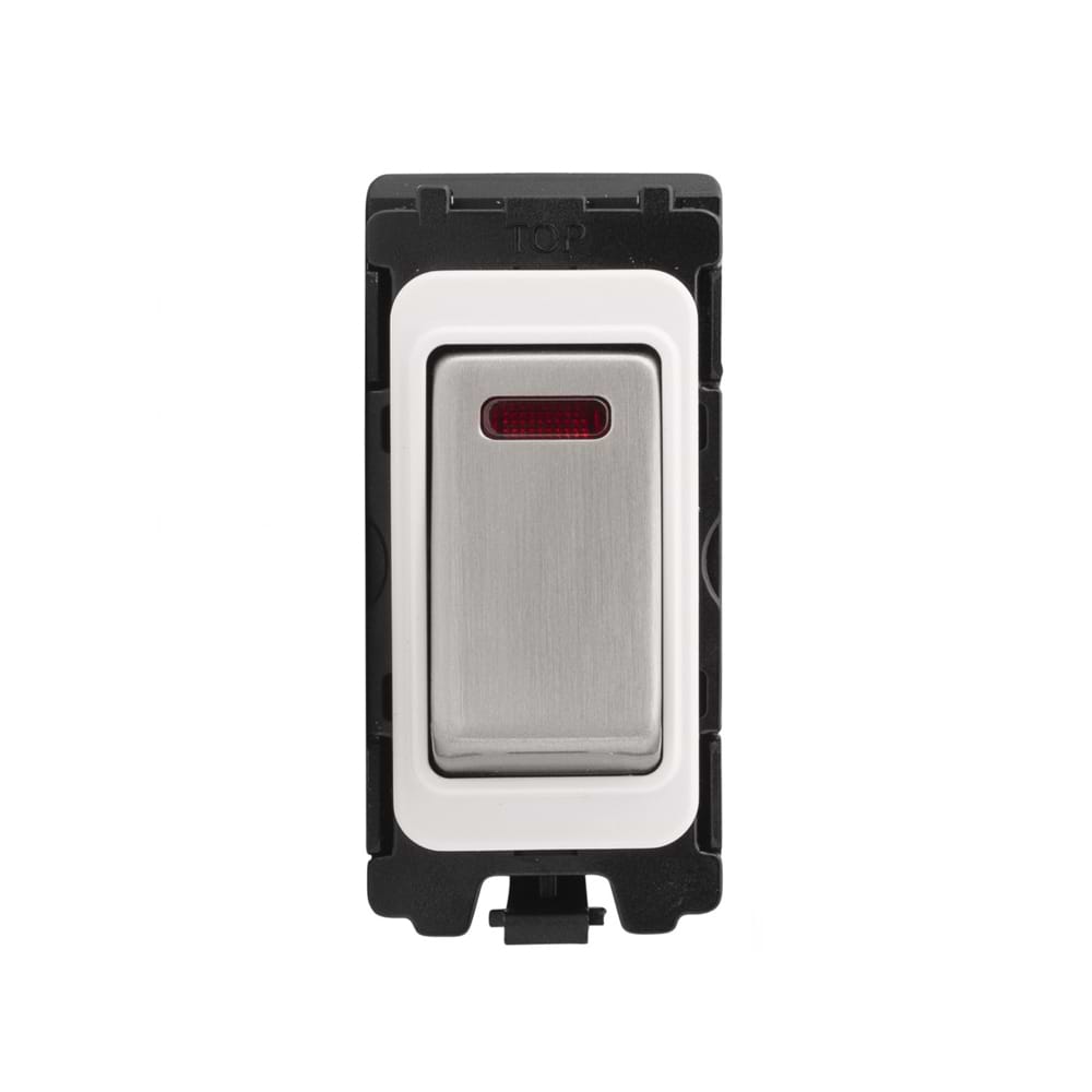 The Lombard Collection Brushed Chrome 20A Double Pole RM-Grid Switch Module with Neon