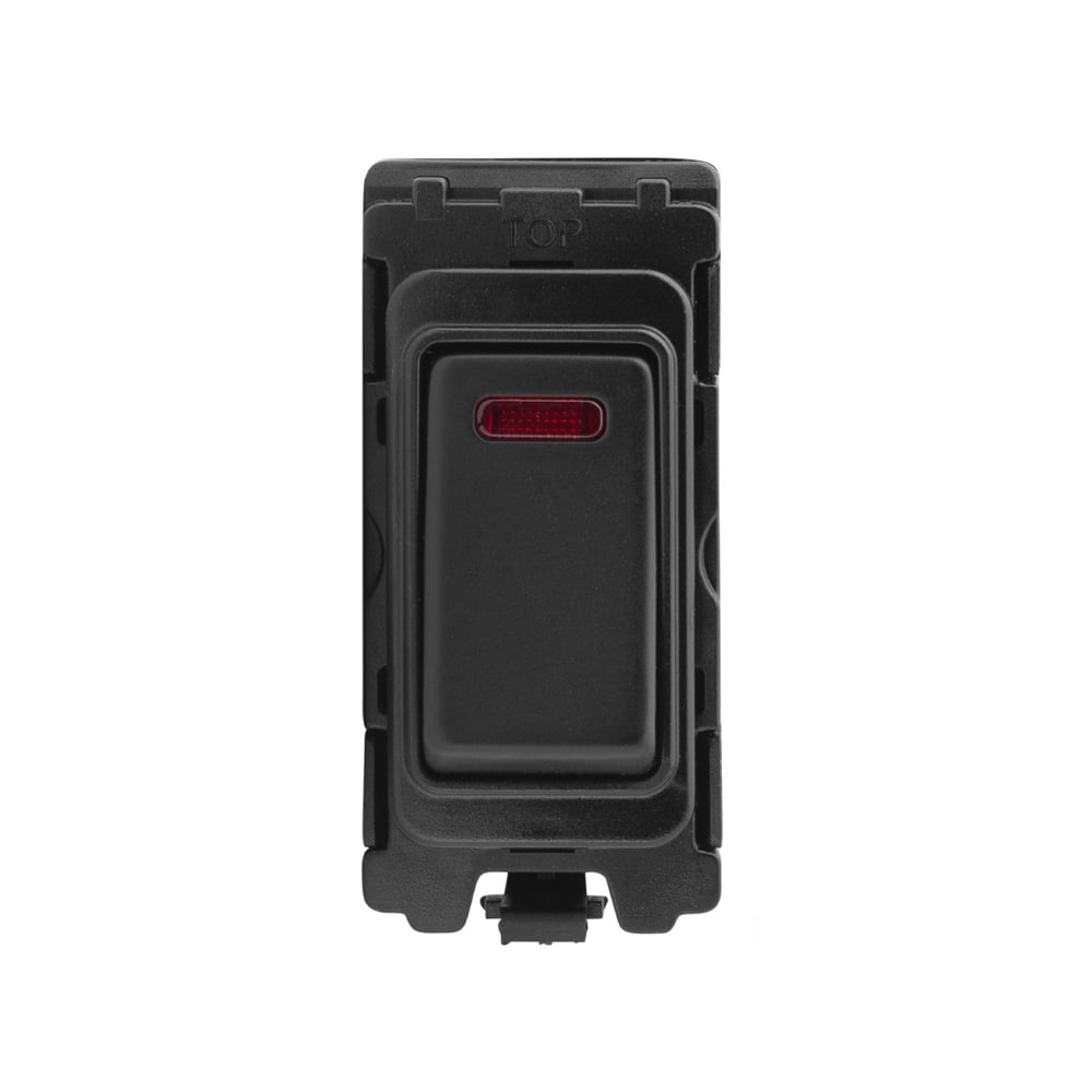 The Connaught Collection Black Nickel 20A Double Pole RM-Grid Switch Module with Neon