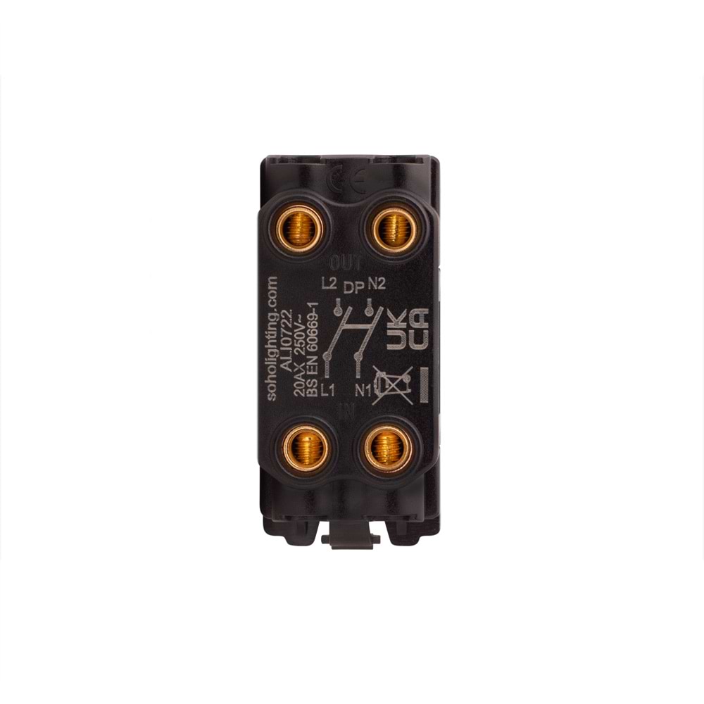The Finsbury Collection Polished Chrome 20A Double Pole RM-Grid Switch Module with Neon
