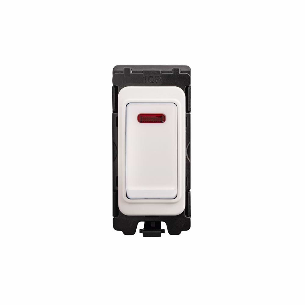 White 20A Double Pole RM-Grid Switch Module with Neon