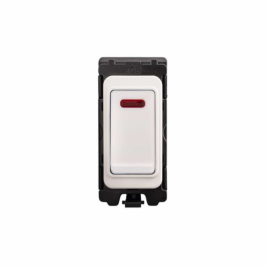 White 20A Double Pole RM-Grid Switch Module with Neon