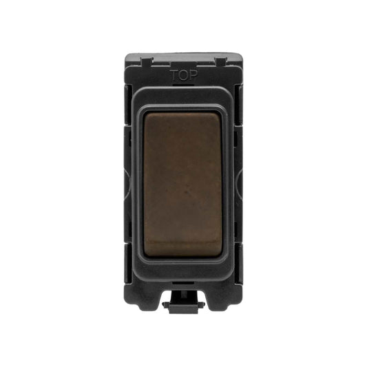 The Westminster Collection Vintage Brass 20A 1 Way Double Pole Retractive RM-Grid Switch Module