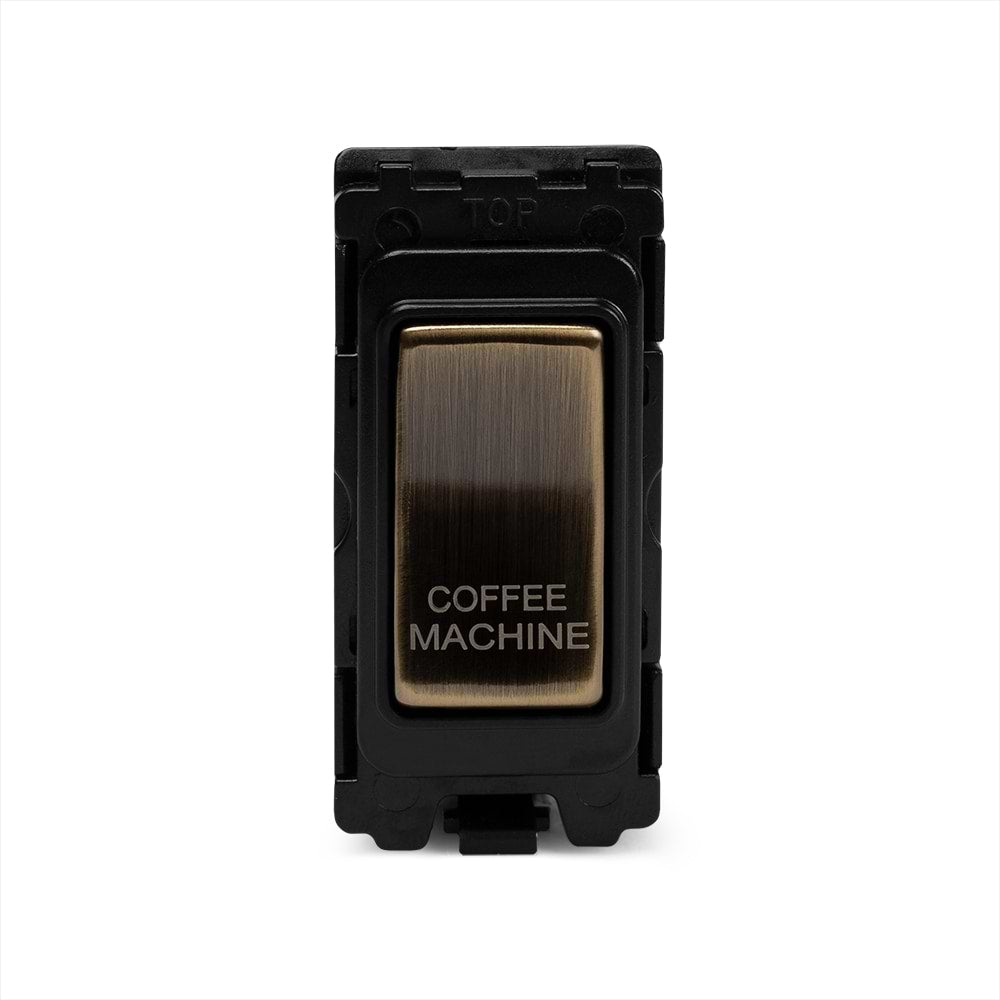 The Charterhouse Collection 20A Double Pole 'Coffee Machine' RM-Grid Switch Module Antique Brass