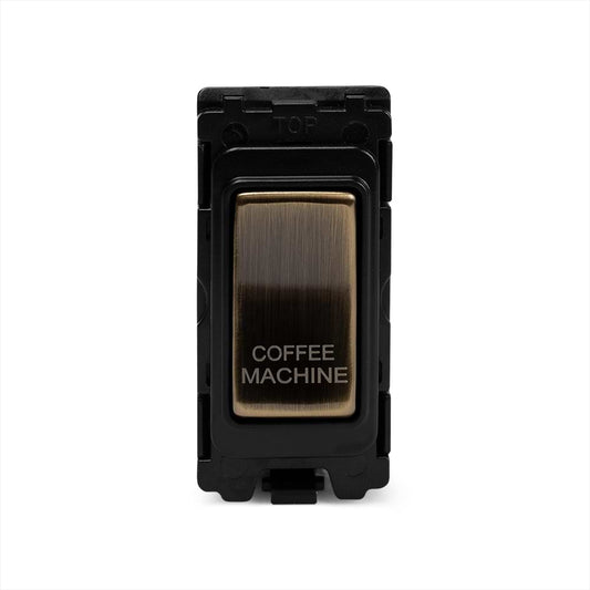 The Charterhouse Collection 20A Double Pole 'Coffee Machine' RM-Grid Switch Module Antique Brass
