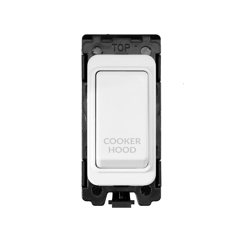 The Eldon Collection White Metal 20A Double Pole 'Cooker Hood' RM-Grid Switch Module