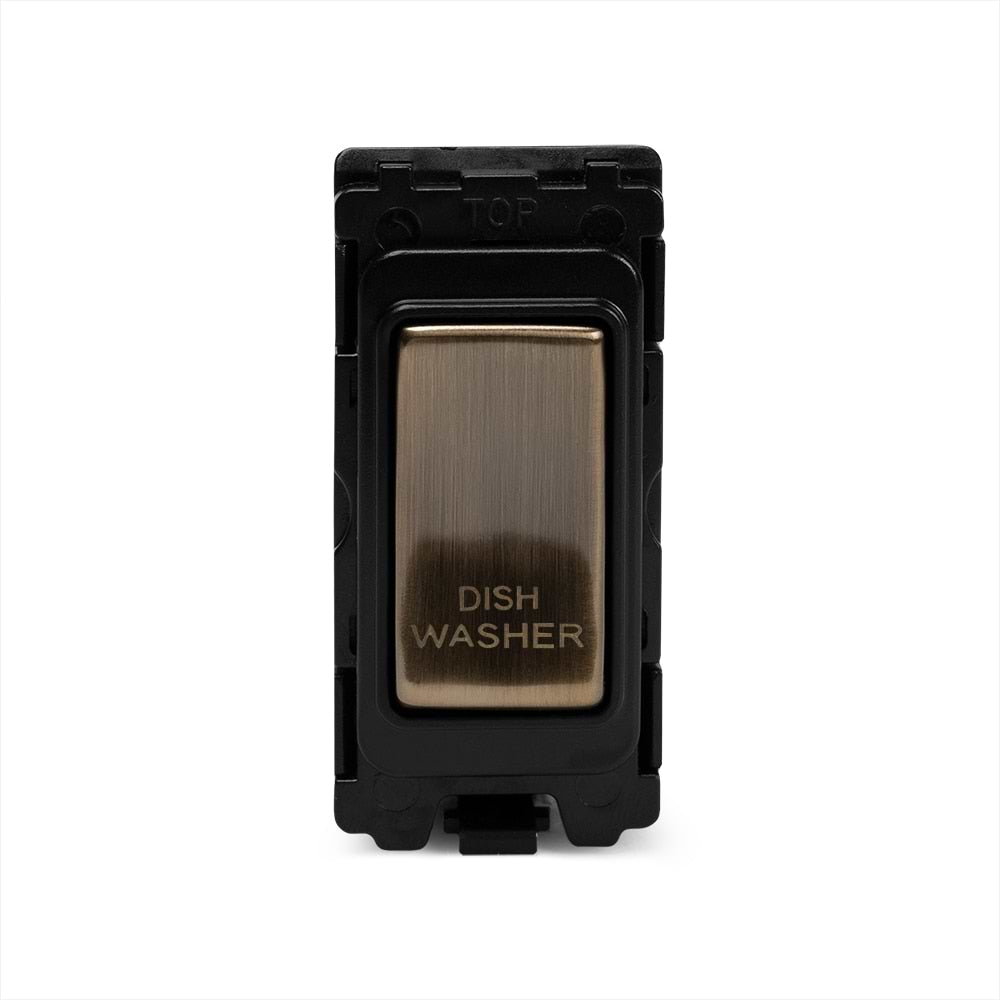 The Charterhouse Collection 20A Double Pole 'Dishwasher' RM-Grid Switch Module Antique Brass