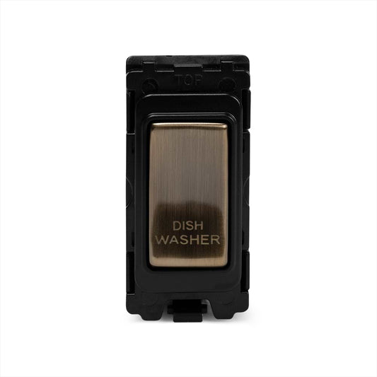 The Charterhouse Collection 20A Double Pole 'Dishwasher' RM-Grid Switch Module Antique Brass