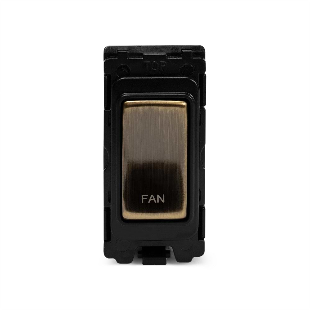 The Charterhouse Collection 20A Double Pole 'Fan' RM-Grid Switch Module Antique Brass