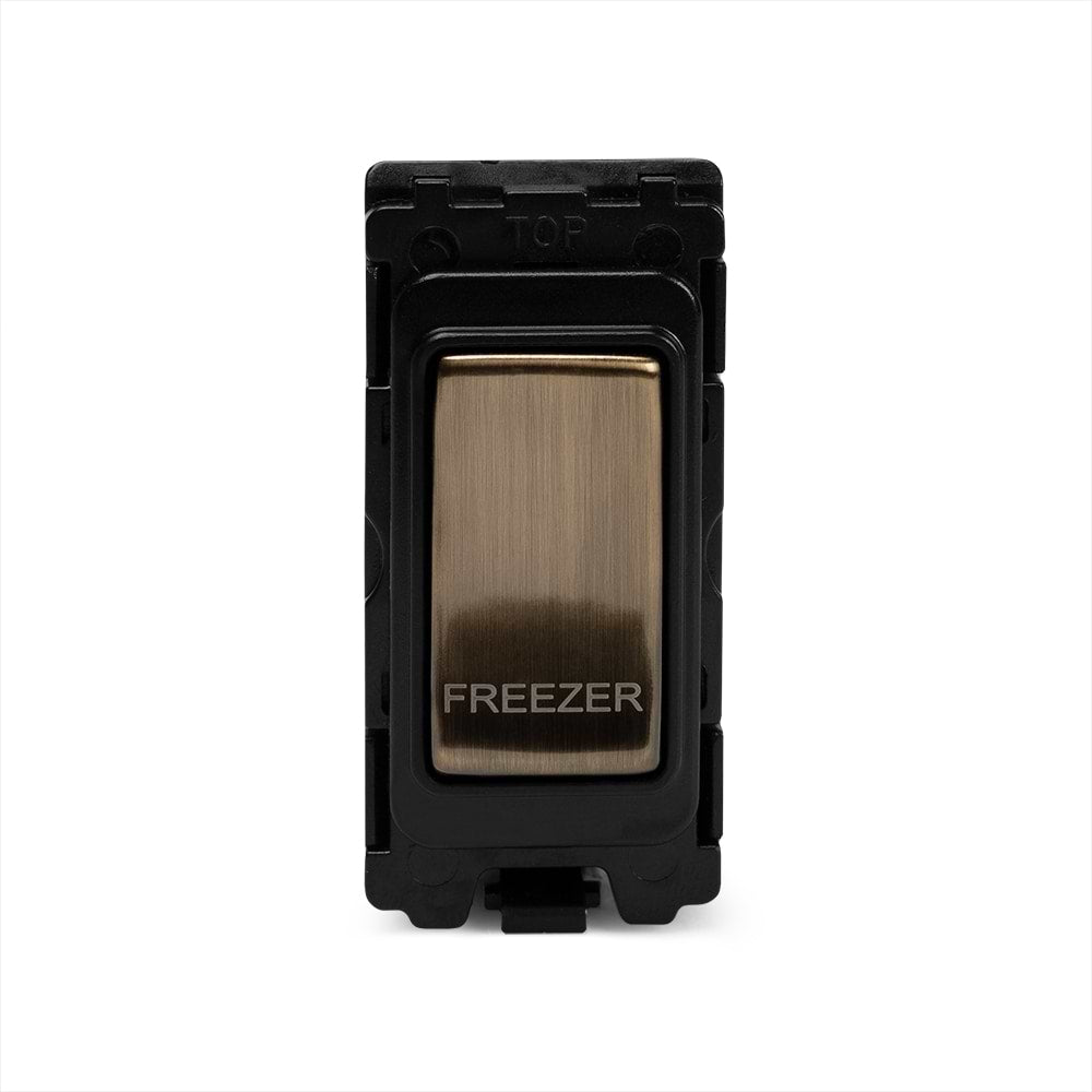 The Charterhouse Collection 20A Double Pole 'Freezer' RM-Grid Switch Module Antique Brass