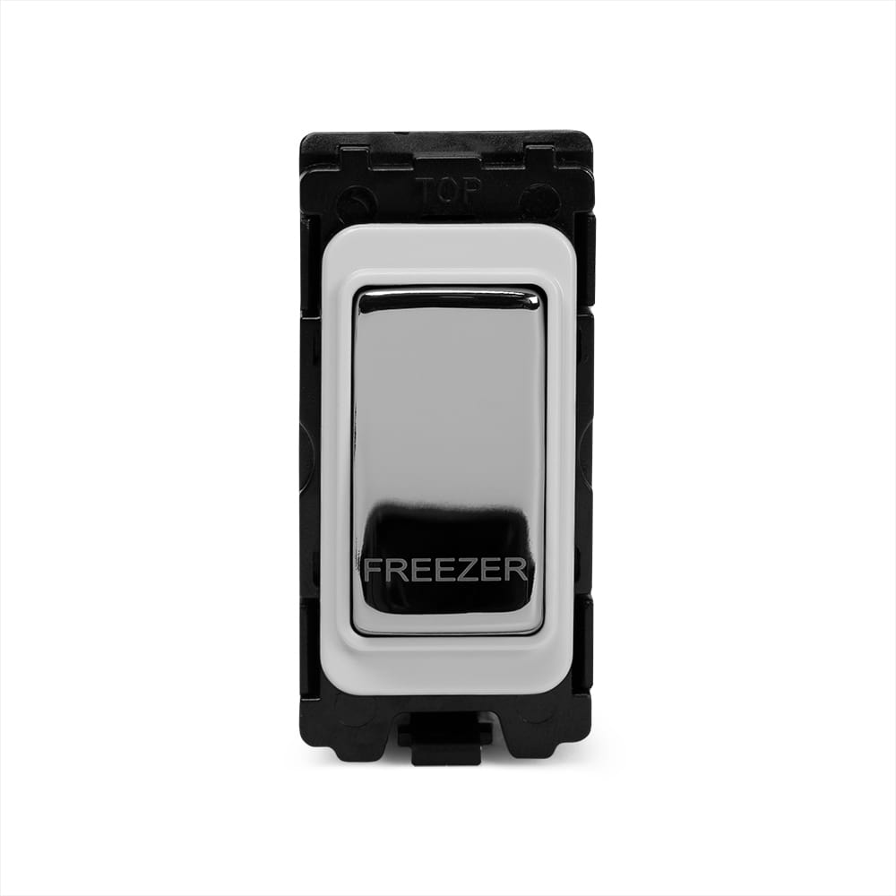 The Finsbury Collection Polished Chrome 20A Double Pole 'Freezer' RM-Grid Switch Module