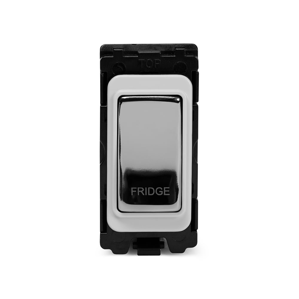The Finsbury Collection Polished Chrome 20A Double Pole 'Fridge' RM-Grid Switch Module