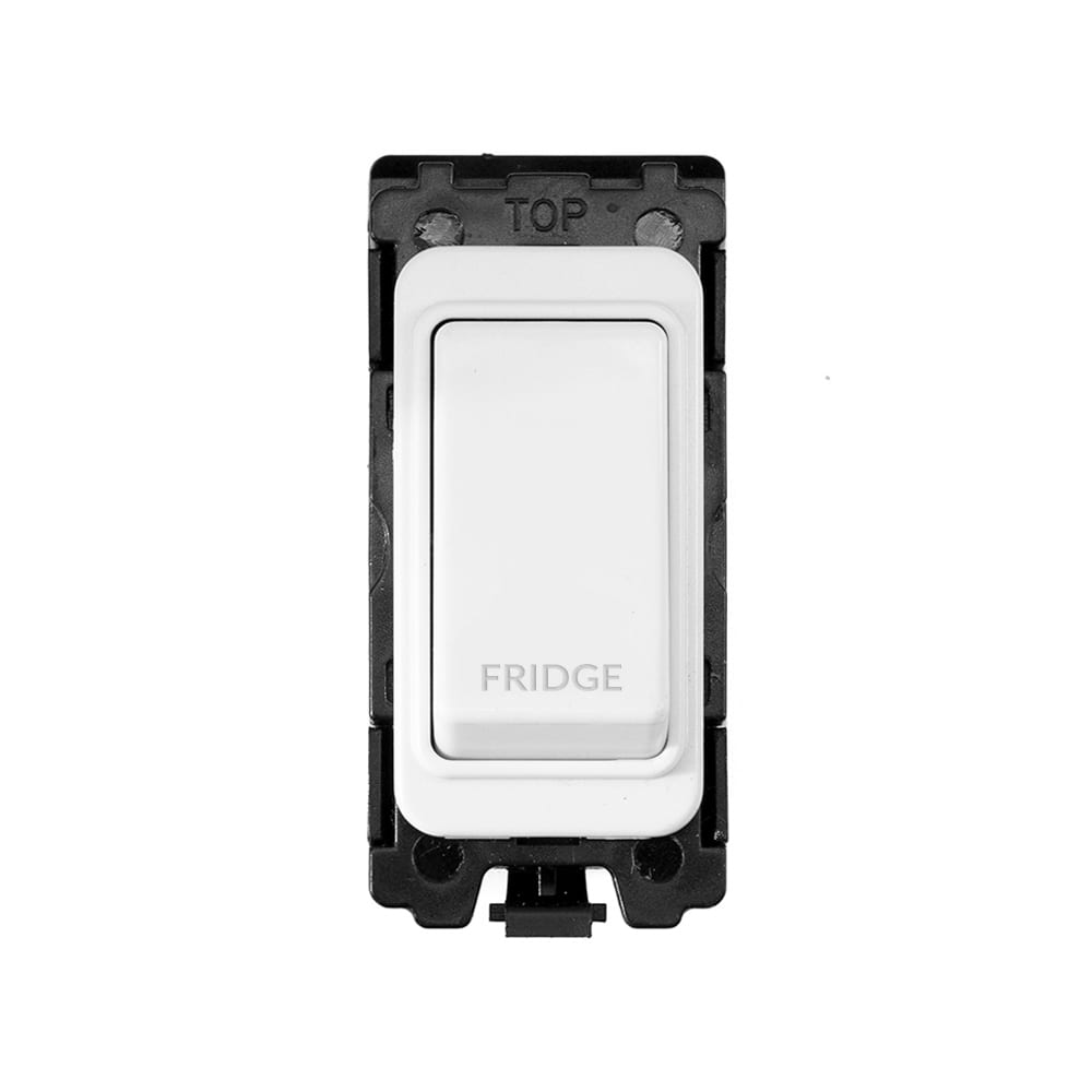 The Eldon Collection White Metal 20A Double Pole 'Fridge' RM-Grid Switch Module