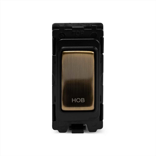 The Charterhouse Collection 20A Double Pole 'Hob' RM-Grid Switch Module Antique Brass