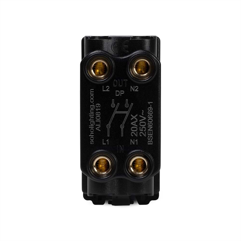 The Finsbury Collection Polished Chrome 20A Double Pole 'Hob' RM-Grid Switch Module