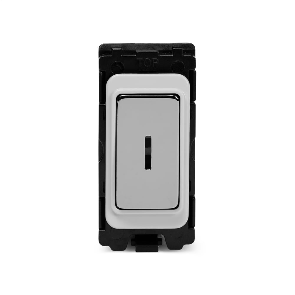 The Finsbury Collection Polished Chrome 20A Double Pole Key RM-Grid Switch Module