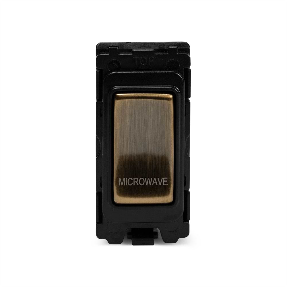The Charterhouse Collection 20A Double Pole 'Microwave' RM-Grid Switch Module Antique Brass