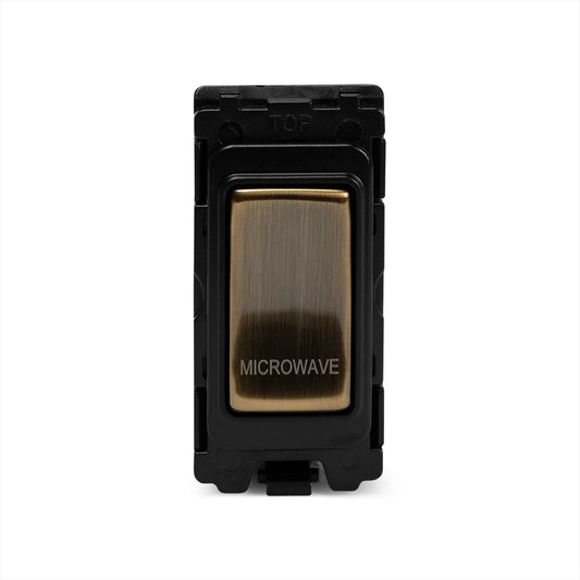 The Charterhouse Collection 20A Double Pole 'Microwave' RM-Grid Switch Module Antique Brass