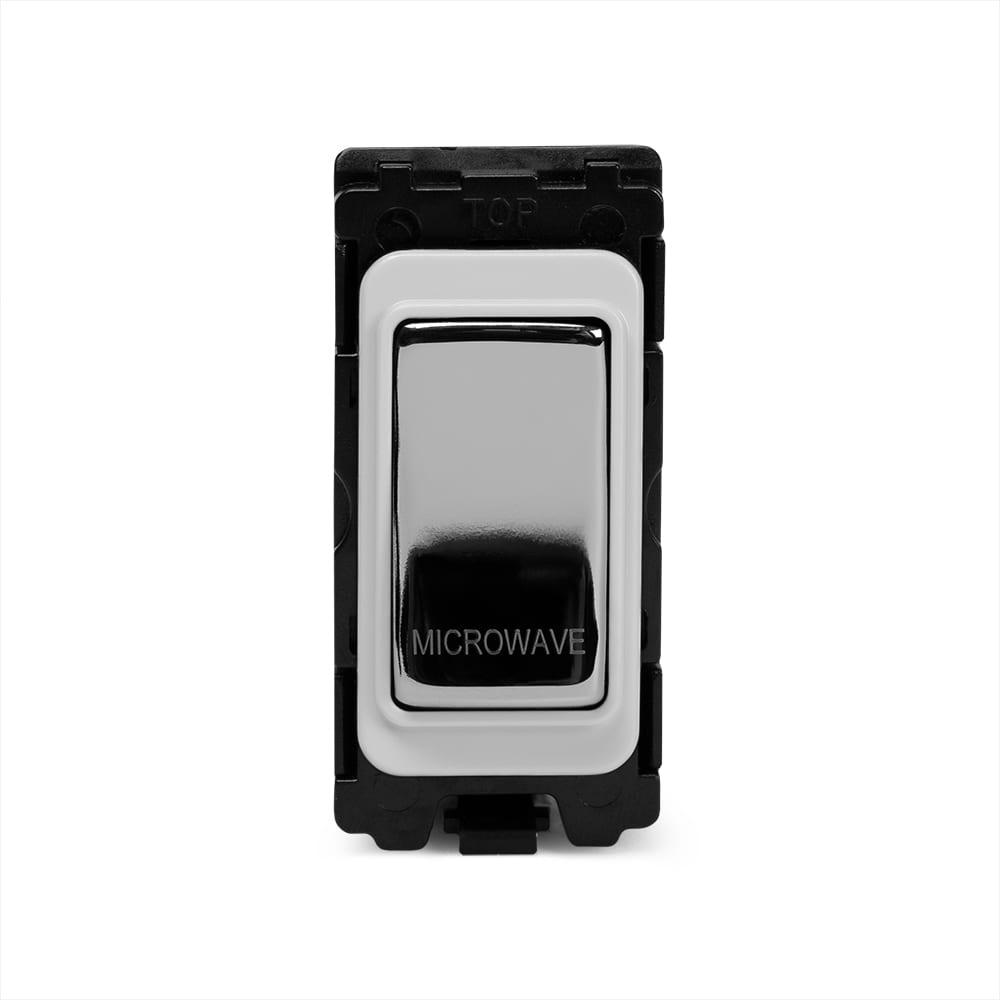 The Finsbury Collection Polished Chrome 20A Double Pole 'Microwave' RM-Grid Switch Module