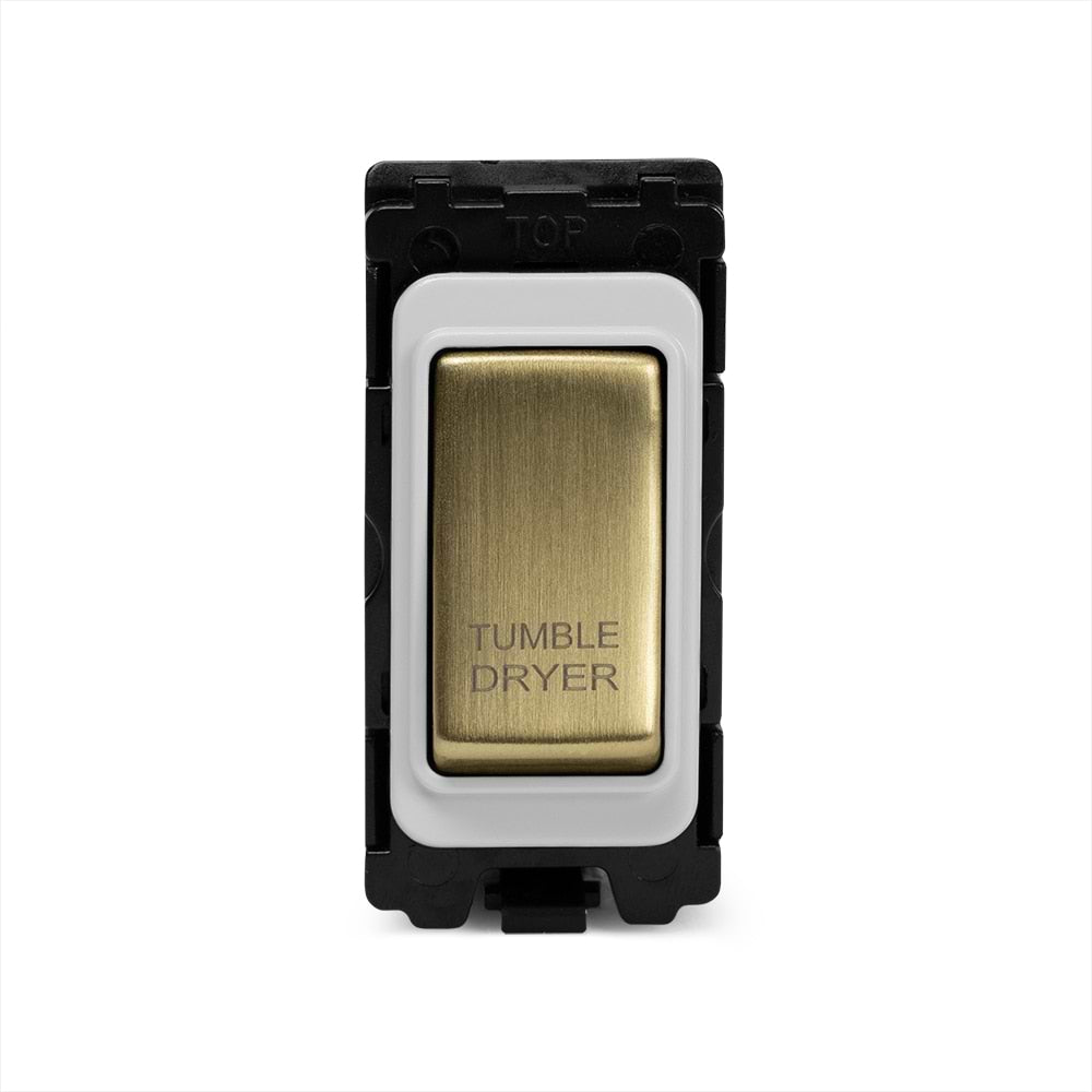 The Savoy Collection Brushed Brass 20A Double Pole 'Tumble Dryer' RM-Grid Switch Module
