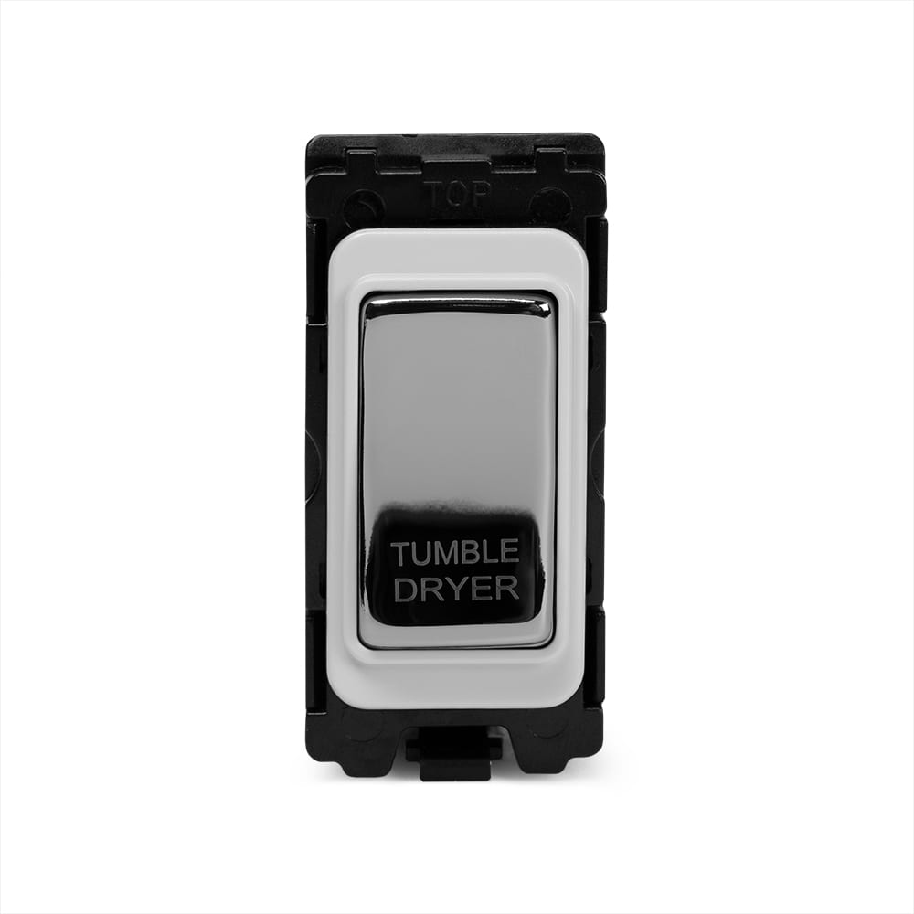 The Finsbury Collection Polished Chrome 20A Double Pole 'Tumble Dryer' RM-Grid Switch Module