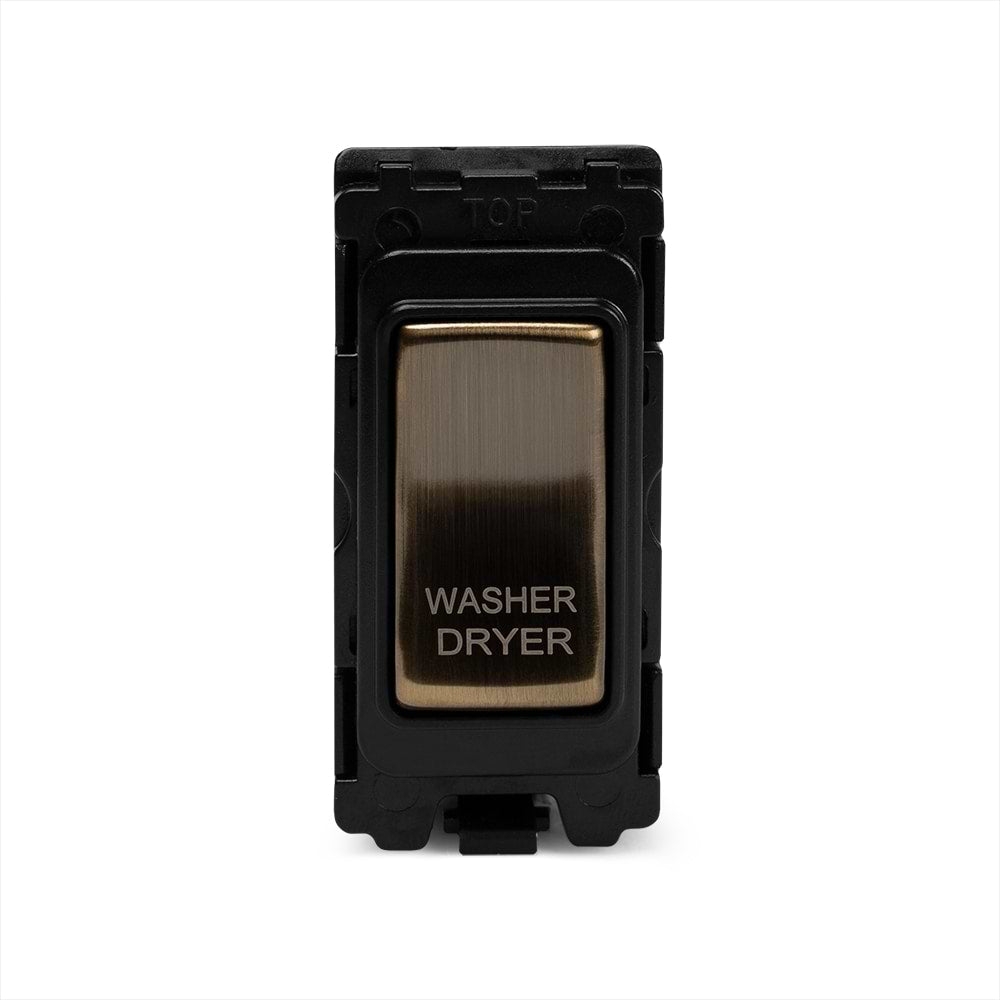 The Charterhouse Collection 20A Double Pole 'Washer Dryer' RM-Grid Switch Module Antique Brass