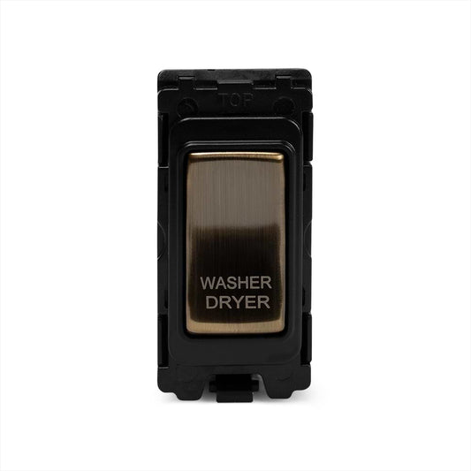 The Charterhouse Collection 20A Double Pole 'Washer Dryer' RM-Grid Switch Module Antique Brass