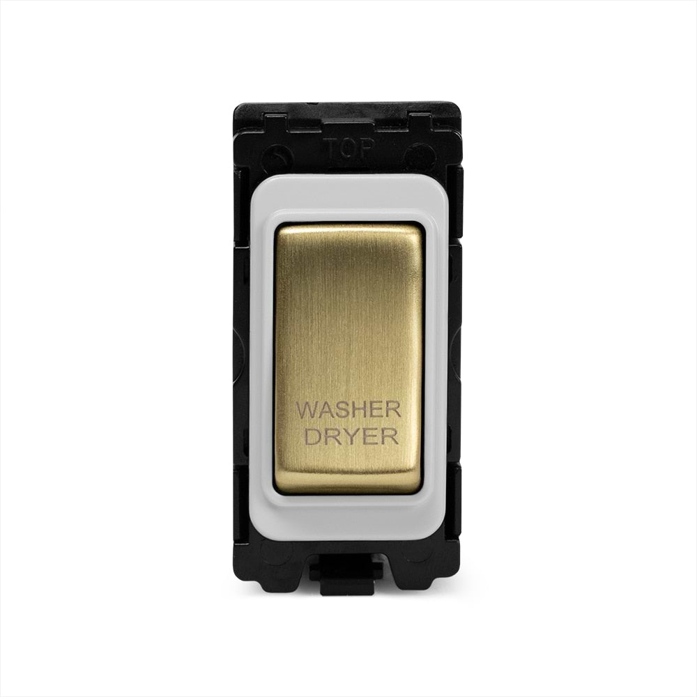 The Savoy Collection Brushed Brass 20A Double Pole 'Washer Dryer' RM-Grid Switch Module