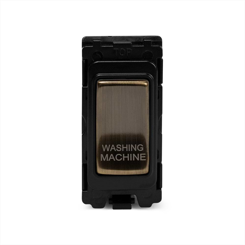 The Charterhouse Collection 20A Double Pole 'Washing Machine' RM-Grid Switch Module Antique Brass