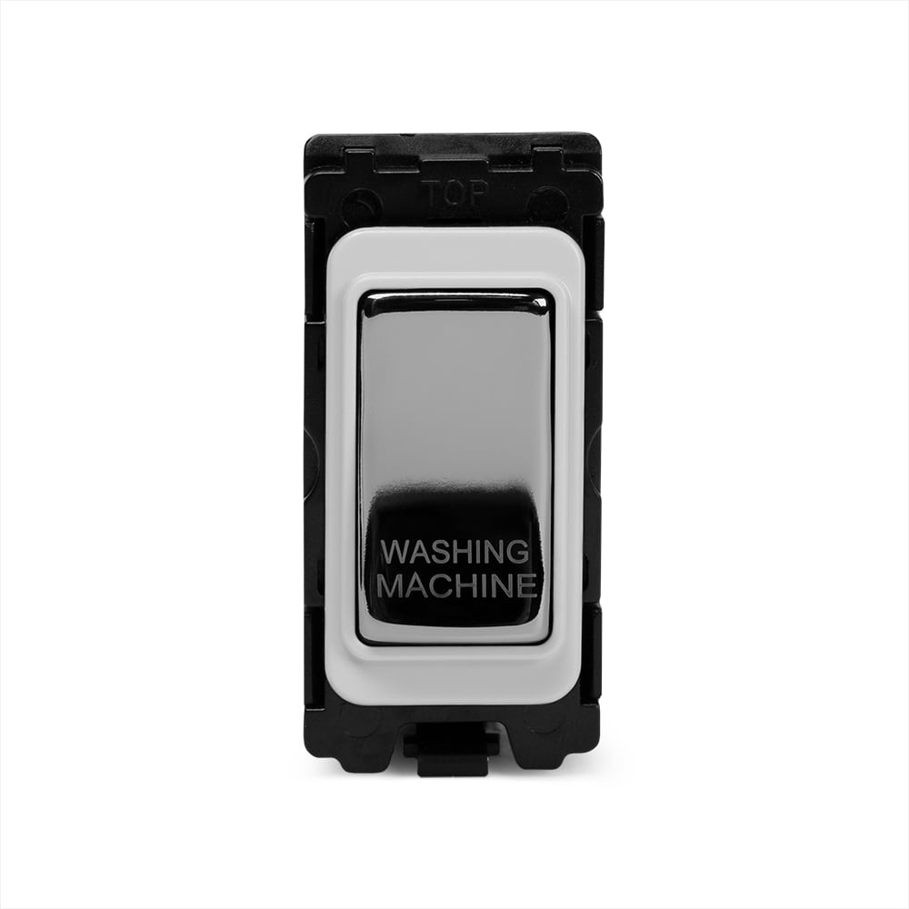 The Finsbury Collection Polished Chrome 20A Double Pole 'Washing Machine' RM-Grid Switch Module