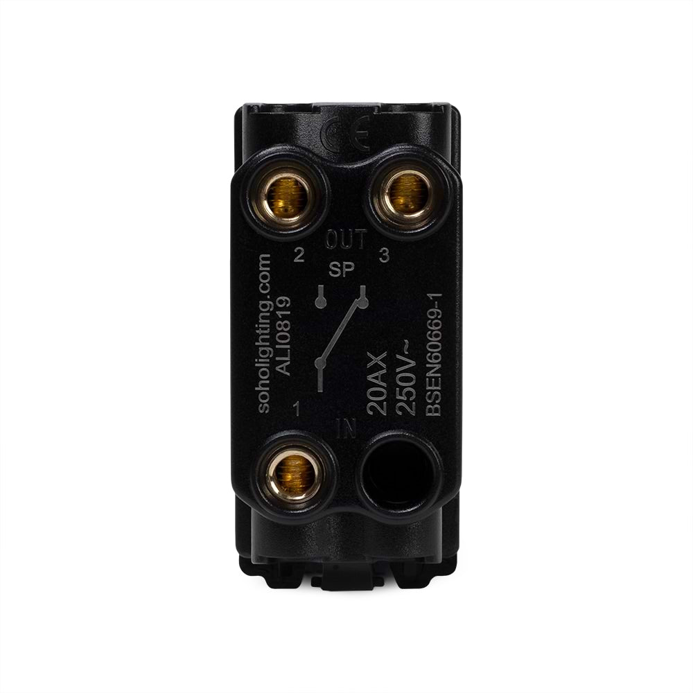 The Finsbury Collection Polished Chrome 20AX 2 Way Single Pole 'EMG LTG TEST' RM-Grid Switch Module