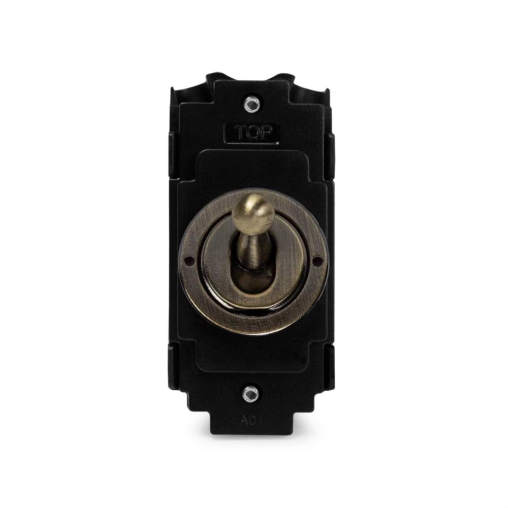 The Charterhouse Collection 20A 1 Way Retractive LT3-Toggle Switch Module Antique Brass