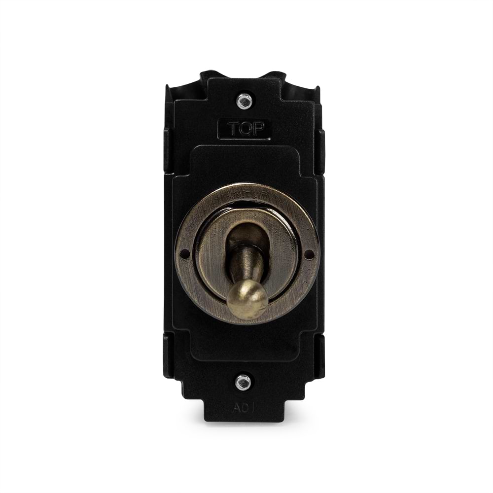 The Charterhouse Collection 20A 1 Way Retractive LT3-Toggle Switch Module Antique Brass