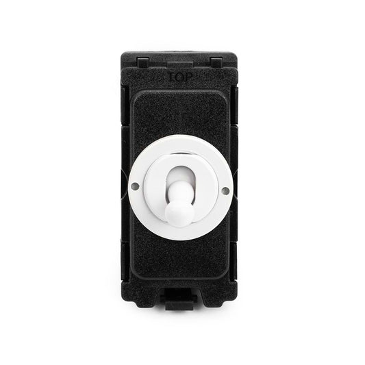 The Eldon Collection White Metal 20A Double Pole CM-Grid Toggle Switch Module