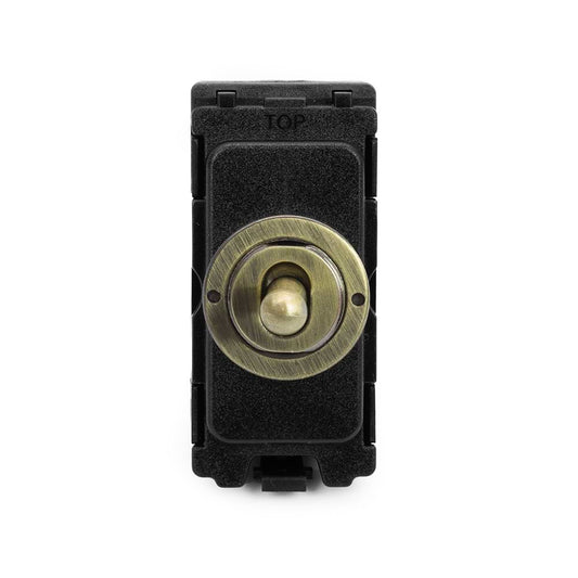 The Charterhouse Collection 20A 2 Way & Off Retractive CM-Grid Toggle Switch Module Antique Brass