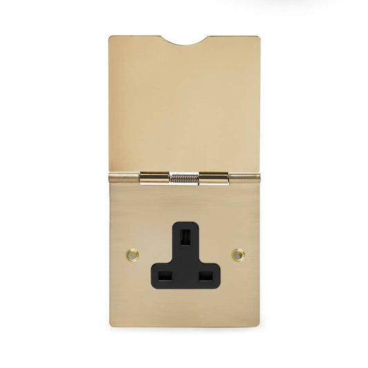 The Savoy Collection Brushed Brass 13A 1 Gang Floor Socket Blk Ins