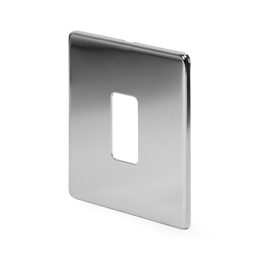 The Finsbury Collection Polished Chrome Flat Plate 1 Gang RM Rectangular Module Grid Switch Plate