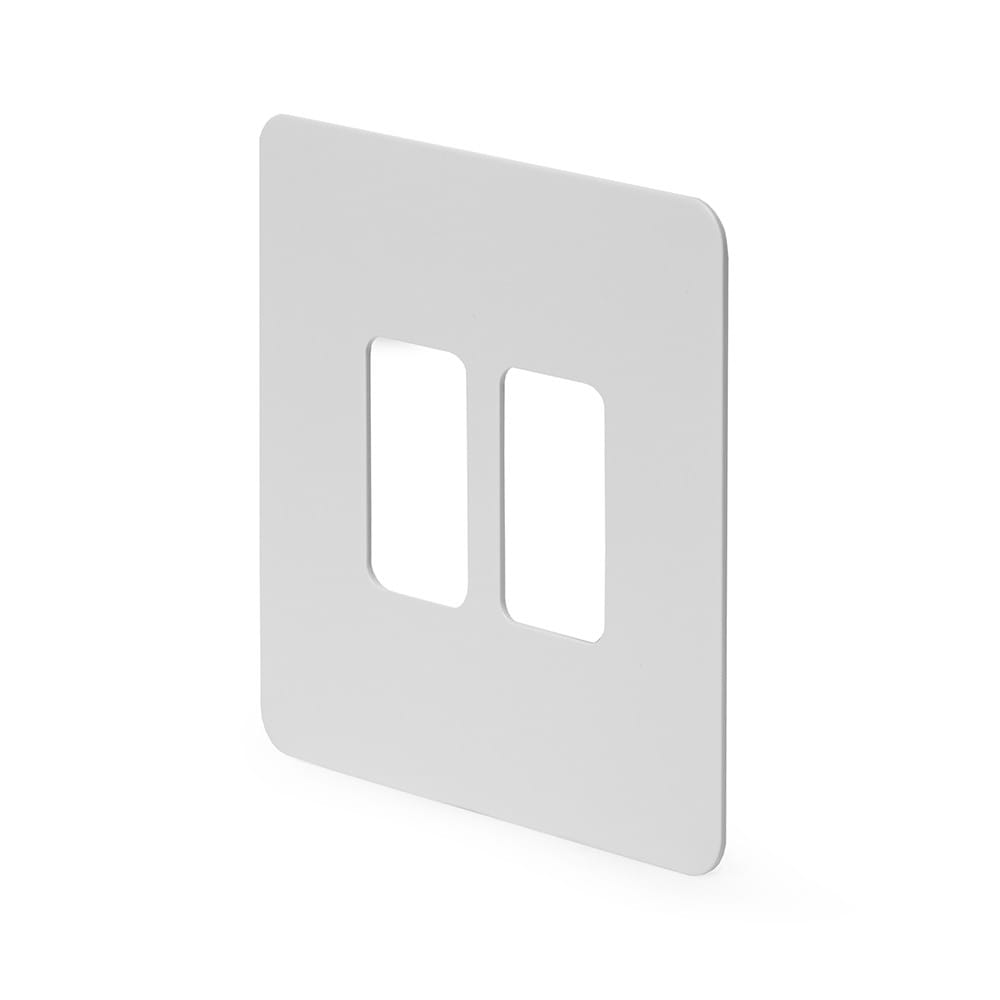 The Eldon Collection White Metal Flat Plate 2 Gang RM Rectangular Module Grid Switch Plate