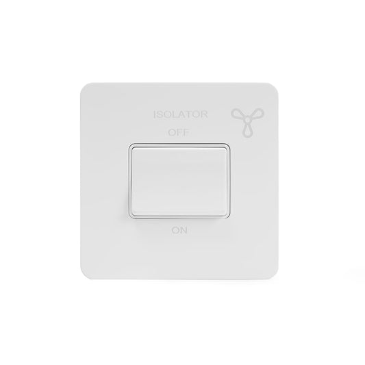 The Eldon Collection White Metal Flat Plate 10A 1 Gang 1 Way 3-Pole Extractor Fan Isolator Switch Wht Ins Screwless