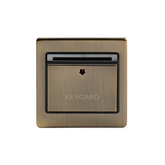 The Charterhouse Collection 32A Key Card Switch With Black Insert Antique Brass