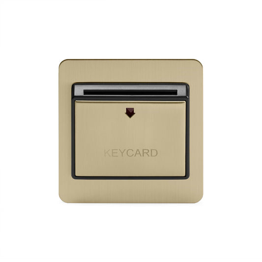 The Savoy Collection Brushed Brass 32A Key Card Switch With Black Insert