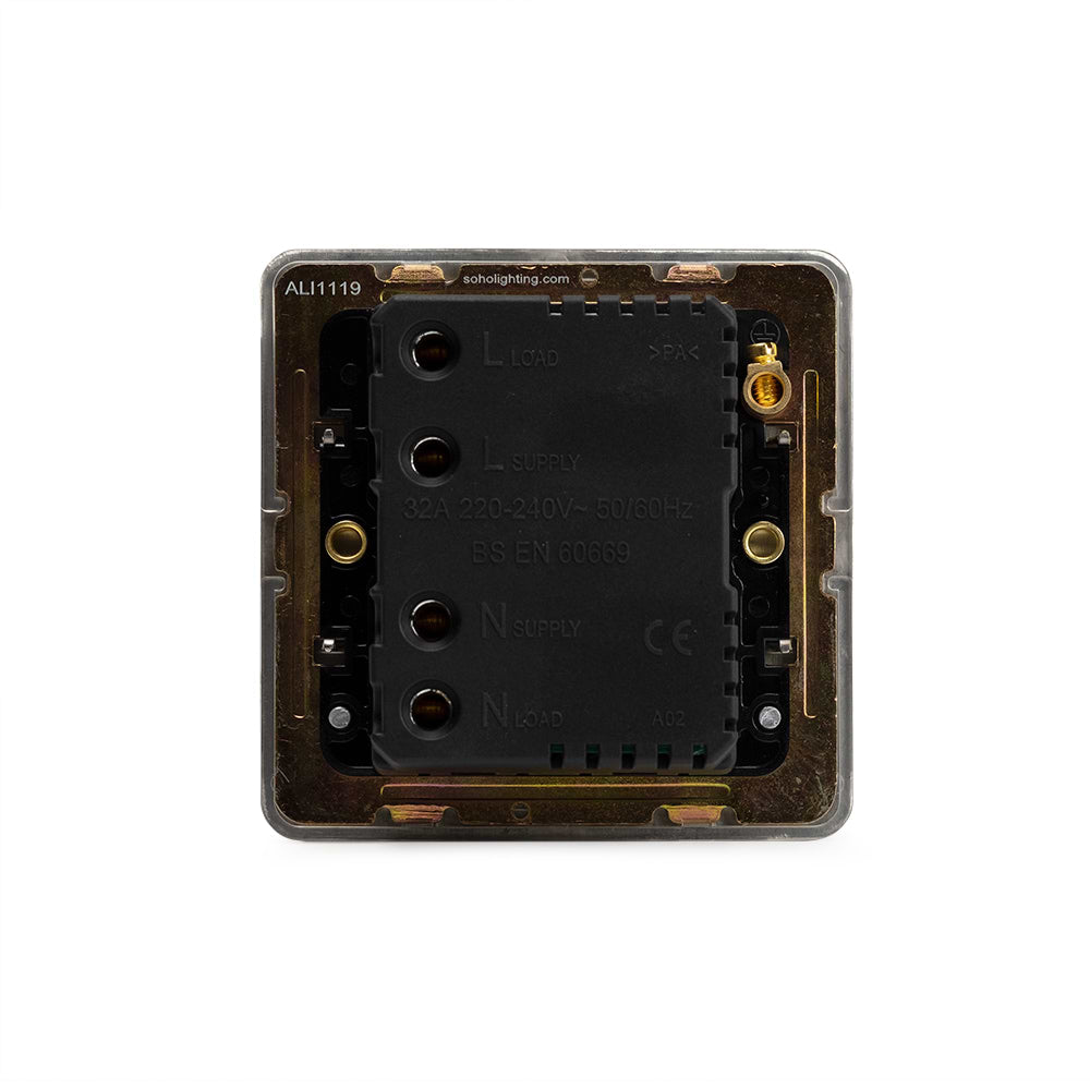 The Savoy Collection Brushed Brass 32A Key Card Switch With Black Insert