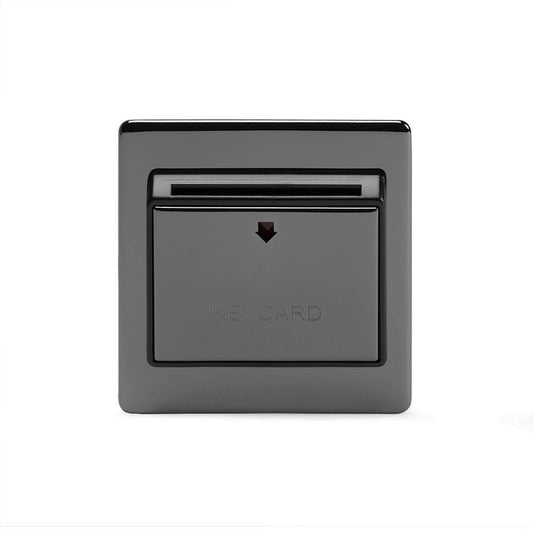 The Connaught Collection Flat Plate Black Nickel 32A Key Card Switch With Black Insert