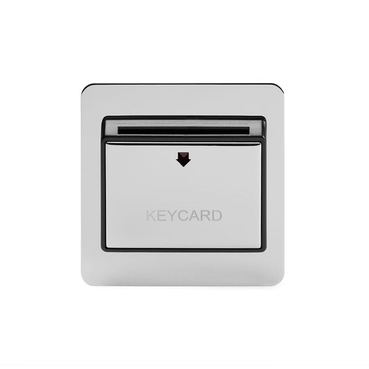 The Finsbury Collection Flat Plate Polished Chrome 32A Key Card Switch With Black Insert