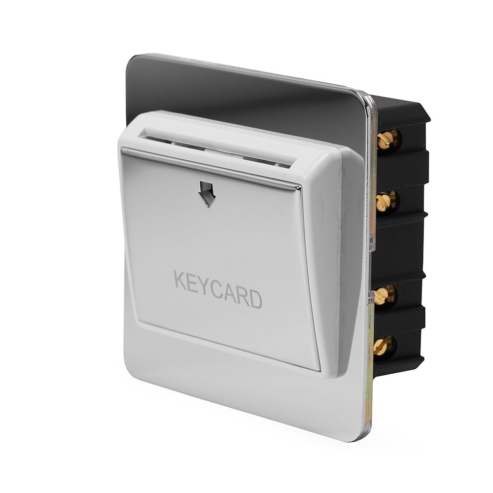 The Finsbury Collection Flat Plate Polished Chrome 32A Key Card Switch With White Insert