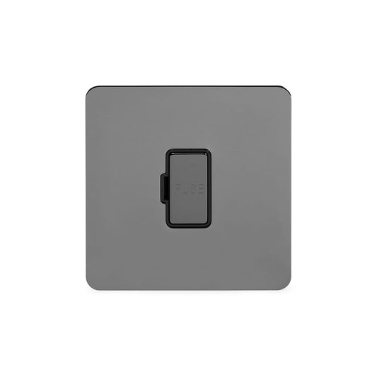 The Connaught Collection Black Nickel Flat Plate 13A Unswitched Fused Connection Unit (FCU) Blk Ins Screwless