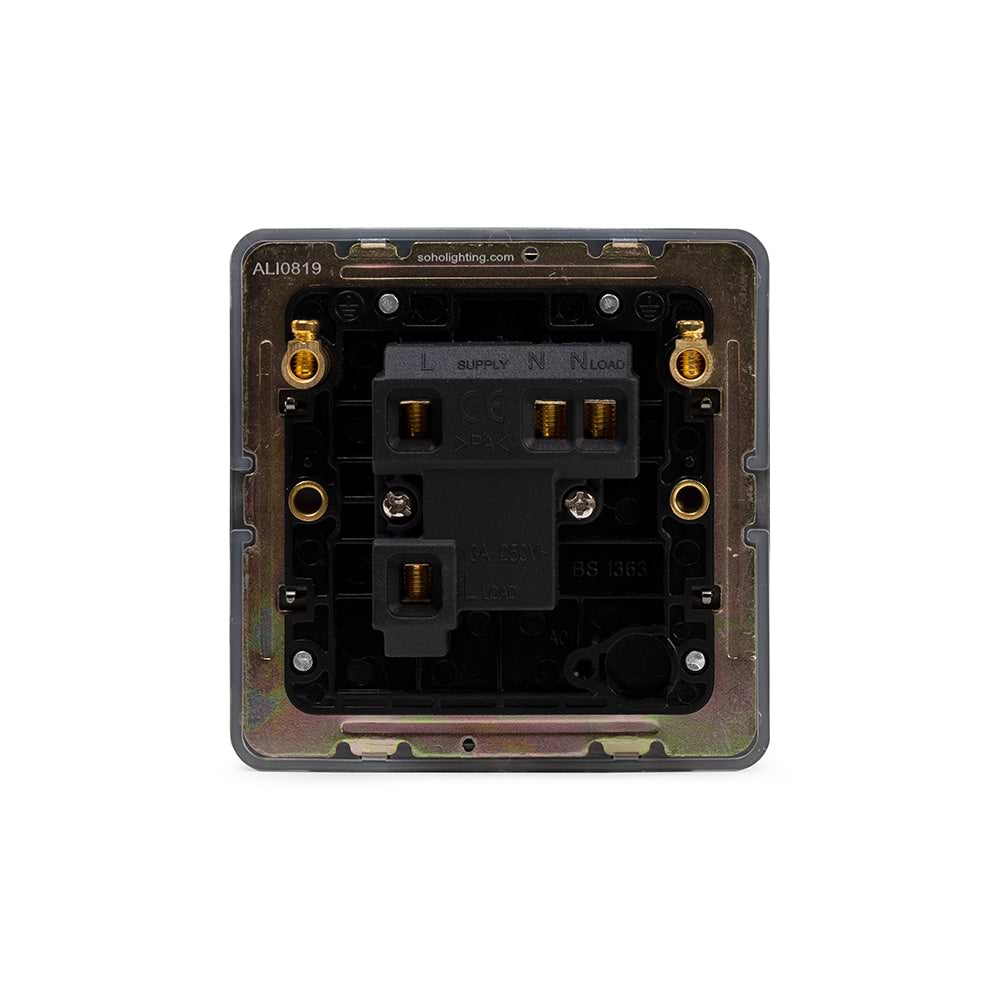 The Connaught Collection Black Nickel Flat Plate 13A Unswitched Fused Connection Unit (FCU) Blk Ins Screwless