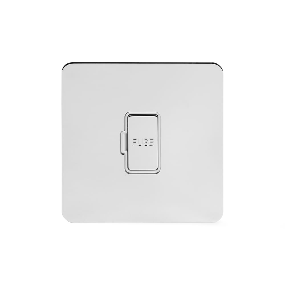 The Finsbury Collection Polished Chrome Flat Plate 13A Unswitched Fused Connection Unit (FCU) Wht Ins Screwless