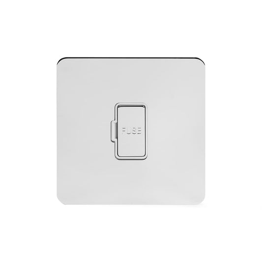 The Finsbury Collection Polished Chrome Flat Plate 13A Unswitched Fused Connection Unit (FCU) Wht Ins Screwless