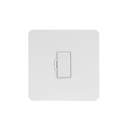 The Eldon Collection White Metal Flat Plate 13A Unswitched Fused Connection Unit (FCU) Wht Ins Screwless