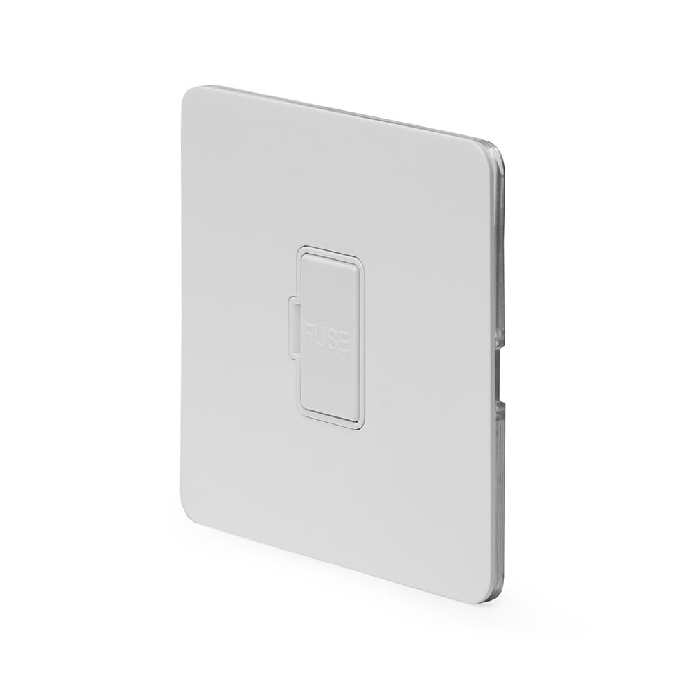 The Eldon Collection White Metal Flat Plate 13A Unswitched Fused Connection Unit (FCU) Wht Ins Screwless